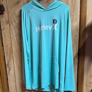 Hurley Turquoise Performance Hoodie with White Logo
